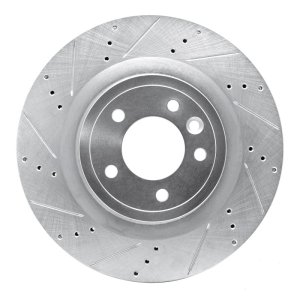 Land Rover Range Rover Brake Rotor (1) - Rear Left - R1 Concepts - Drilled & Slotted - Silver - `14-`24